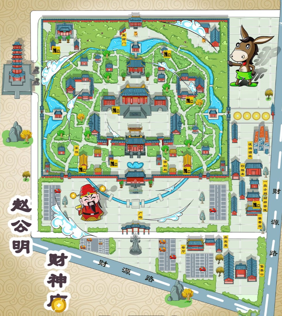 岚县寺庙类手绘地图